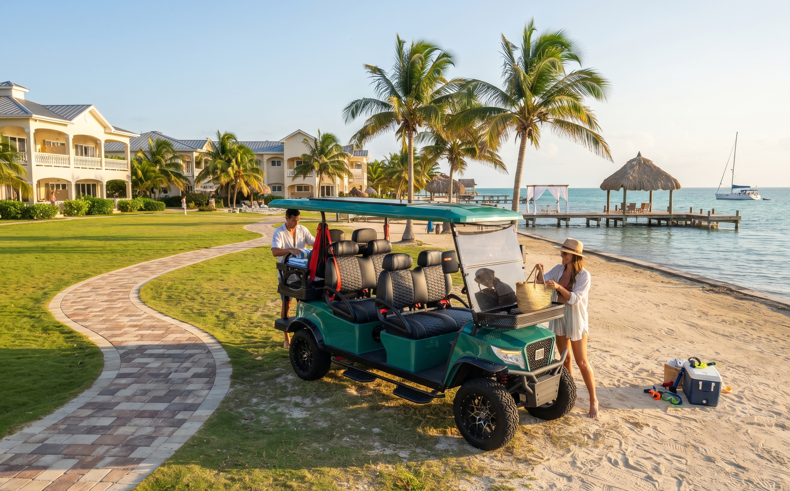 Golf cart rental near Grand Caribe Belize Resort Ambergris Caye