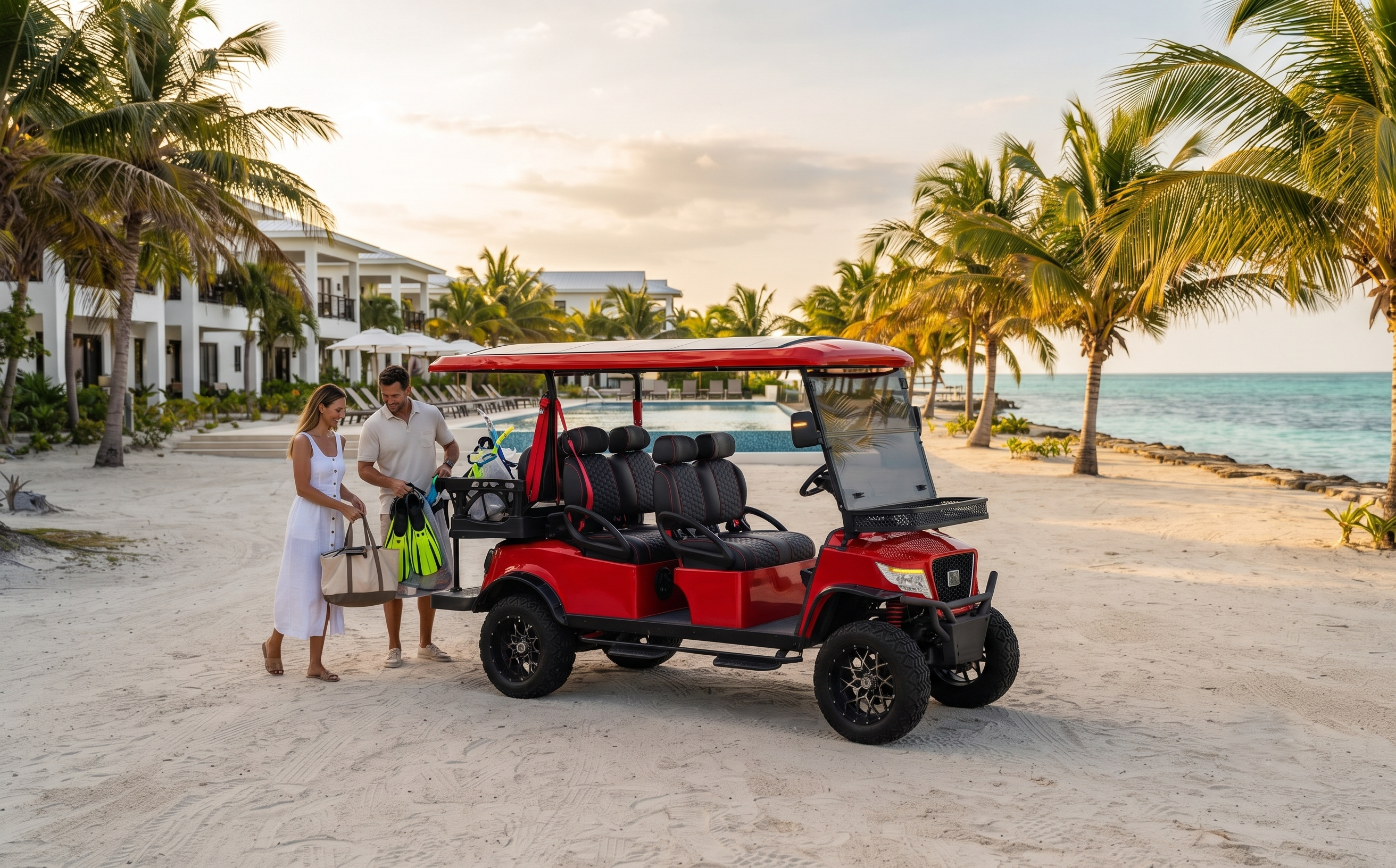 Golf cart rental near Las Terrazas Resort Ambergris Caye